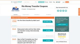 Ria Money Transfer Promo Codes - Save $8 w/ Feb. 2019 Coupons