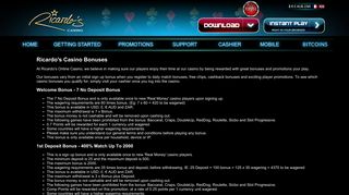 Casino Bonuses at Ricardo's Online Casino