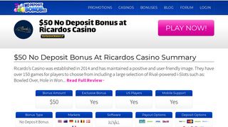 50 No Deposit Bonus at Ricardos Casino