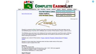 Ricardo's Casino - Complete Casino List