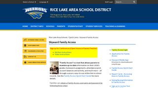 Skyward Family Access - Rice Lake Area Schools