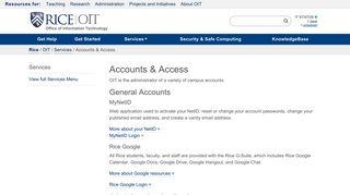 Accounts & Access | Office of Information Technology | Rice University