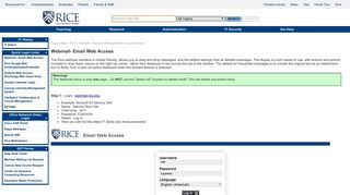 Webmail- Email Web Access - Rice University KB