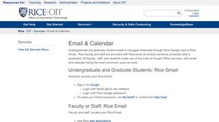 Email & Calendar | Office of Information Technology | Rice University