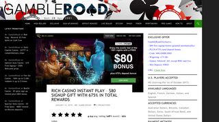Rich Casino Instant Play - $80 signup gift with 675% in total …