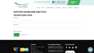 Golf club membership login form - Rich River Golf Club