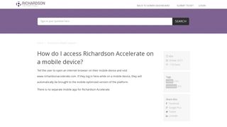 How do I access Richardson Accelerate on a mobile device ...