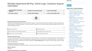 Richdale Apartments Bill Pay, Online Login, Customer Support ...