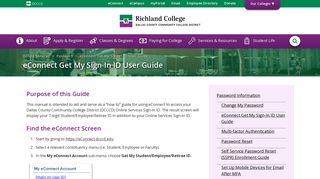 eConnect Get My Sign-In ID User Guide : Richland College