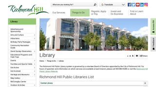 Library - Town of Richmond Hill