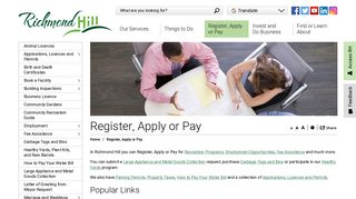 Register, Apply or Pay - Town of Richmond Hill