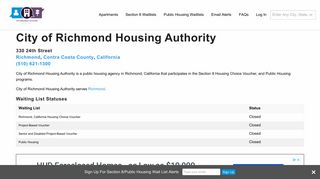 City of Richmond Housing Authority, CA | Section 8 and Public Housing
