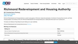 Richmond Redevelopment and Housing Authority, VA | Section 8 and ...