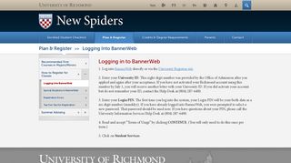 BannerWeb - New Spiders - University of Richmond
