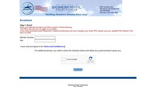 Richmond Postal Credit Union - Enrollment Logon