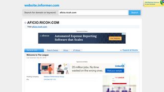 aficio.ricoh.com at WI. Welcome to The League - Website Informer
