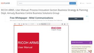 RICOH ARMS. User Manual. Process Innovation Section Business ...