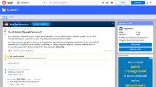 Ricoh Admin Manual Password? : sysadmin - Reddit