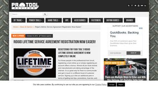 Ridgid Lifetime Service Agreement Registration Now Easier!
