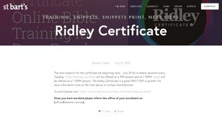 Ridley Certificate — St Bart's Anglican Church