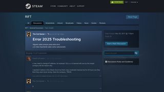 Error 2025 Troubleshooting :: RIFT General Discussions