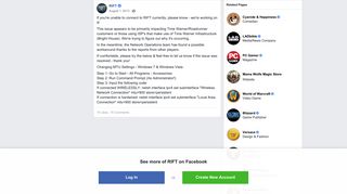 RIFT - If you're unable to connect to RIFT currently,... | Facebook