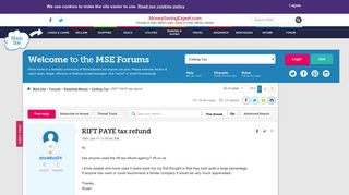 RIFT PAYE tax refund - MoneySavingExpert.com Forums