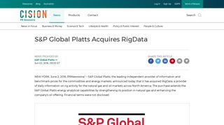 S&P Global Platts Acquires RigData - PR Newswire