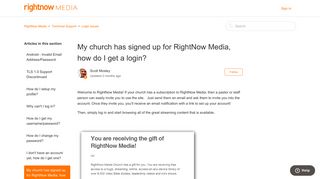 My church has signed up for RightNow Media, how do I get a login ...