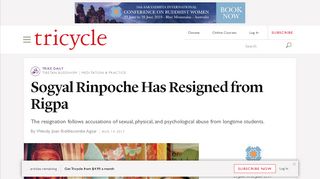 Sogyal Rinpoche Resigned from Rigpa - Tricycle: The Buddhist Review