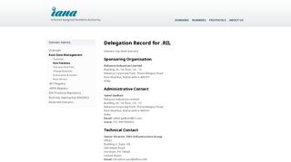 IANA — .ril Domain Delegation Data