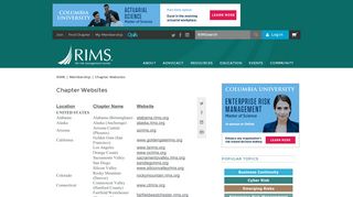 RIMS - Membership - Chapter Websites - RIMS.org