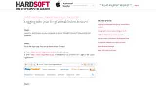 Logging in to your RingCentral Online Account - HardSoft Computers