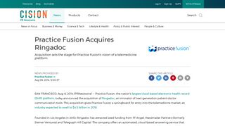 Practice Fusion Acquires Ringadoc - PR Newswire