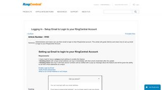 Logging In - Setup Email to Login to your RingCentral Account