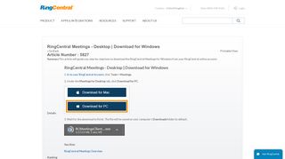 Knowledge Article: RingCentral Meetings - Desktop | Download for ...