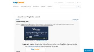 Knowledge Article: Log In to your RingCentral Account