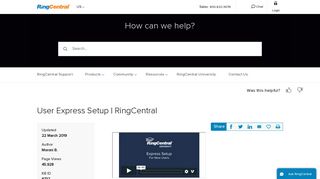 Knowledge Article: User Express Setup | RingCentral
