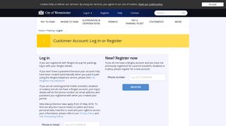 Log in - Westminster City Council Parking Portal