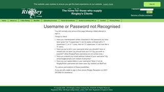 Username or Password not Recognised - Ringley Panel