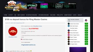 $100 no deposit bonus for Ring Master Casino - 29.07.2017