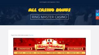 Ring Master Casino no deposit bonus codes