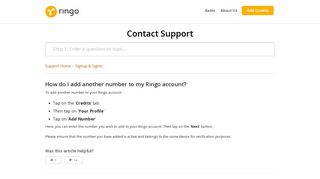 Ringo: Help and Support — How do I add another number to my ...