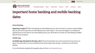 Home Banking Upgrade - Rio Grande Credit Union