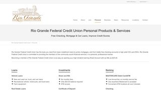 Rio Grande Federal Credit Union Personal Banking Services | Rio ...