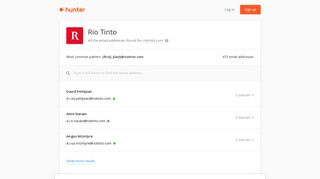 Rio Tinto - email addresses & email format • Hunter - Hunter.io