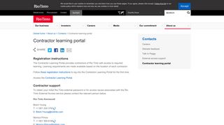 Contractor learning portal - Rio Tinto