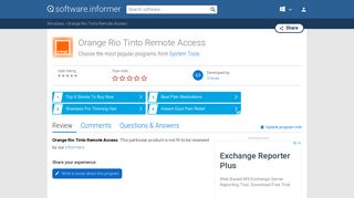 Orange Rio Tinto Remote Access software and downloads (ORTRA.exe)