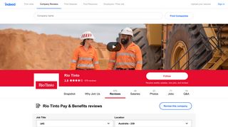 Working at Rio Tinto: Employee Reviews about Pay & Benefits ...