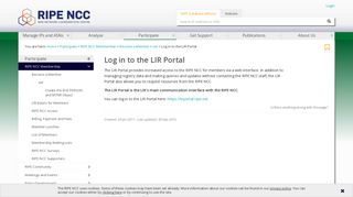 Log in to the LIR Portal — RIPE Network Coordination Centre